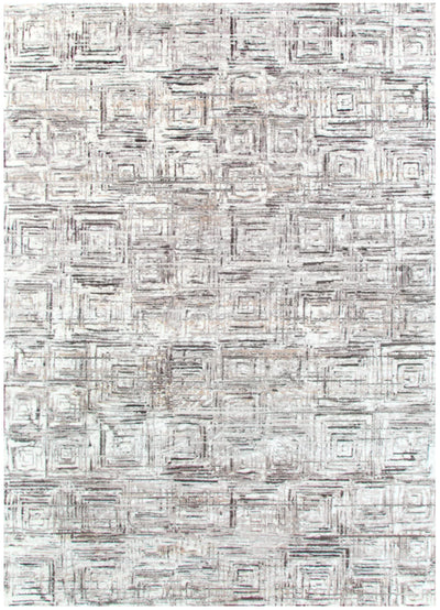 Atina Distressed Geo Squares Grey Rug