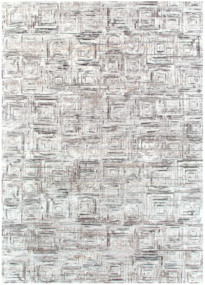 Atina Distressed Geo Squares Grey Rug