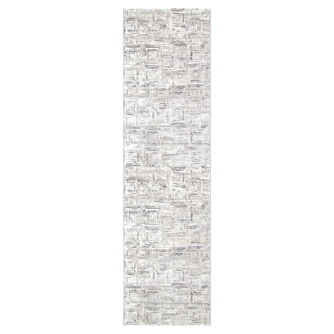 Atina Distressed Geo Squares Grey Rug