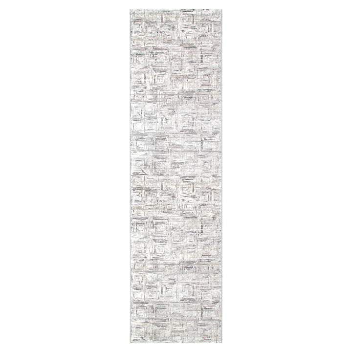 Atina Distressed Geo Squares Grey Rug