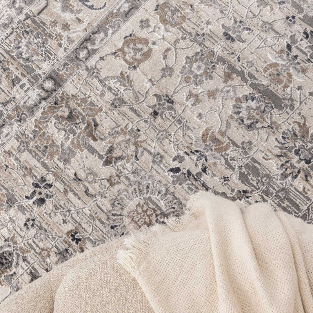 Atina Distressed Transitional Beige Grey Rug