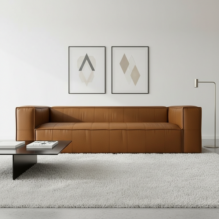 Atlas Leather Sofa - Tan Eco Leather