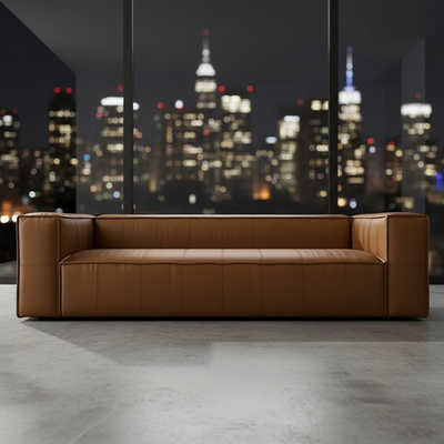 Atlas Leather Sofa - Tan Eco Leather