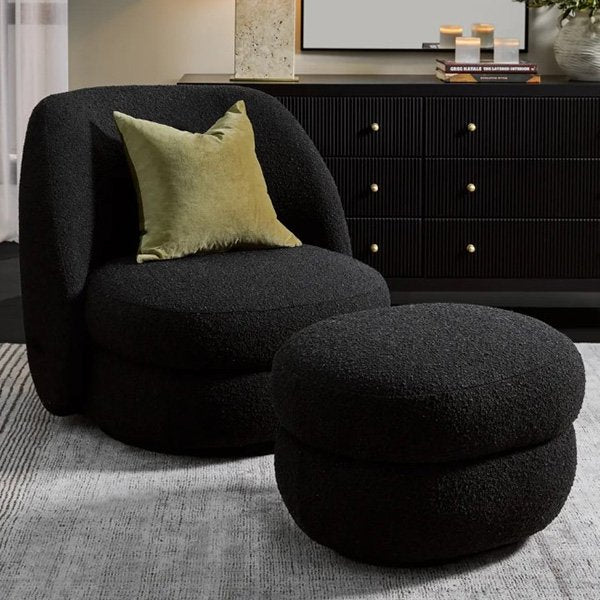 Aurora Swivel Chair - Black Boucle