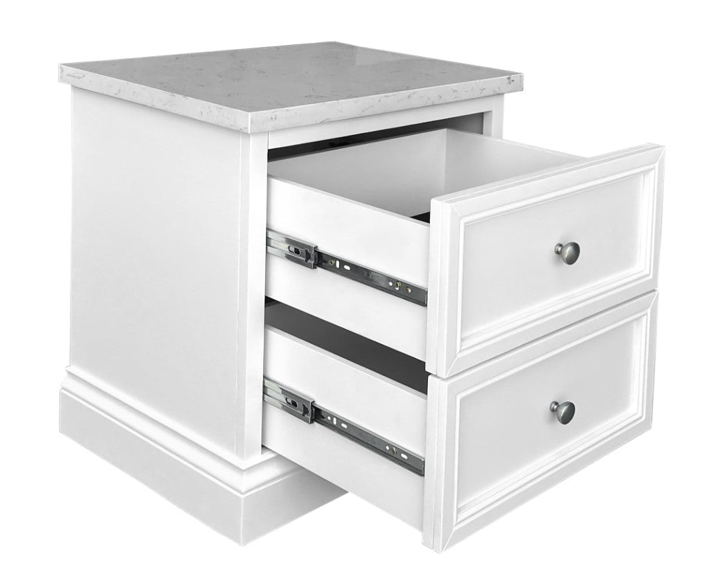 Austin 2-Drawer White Bedside Table