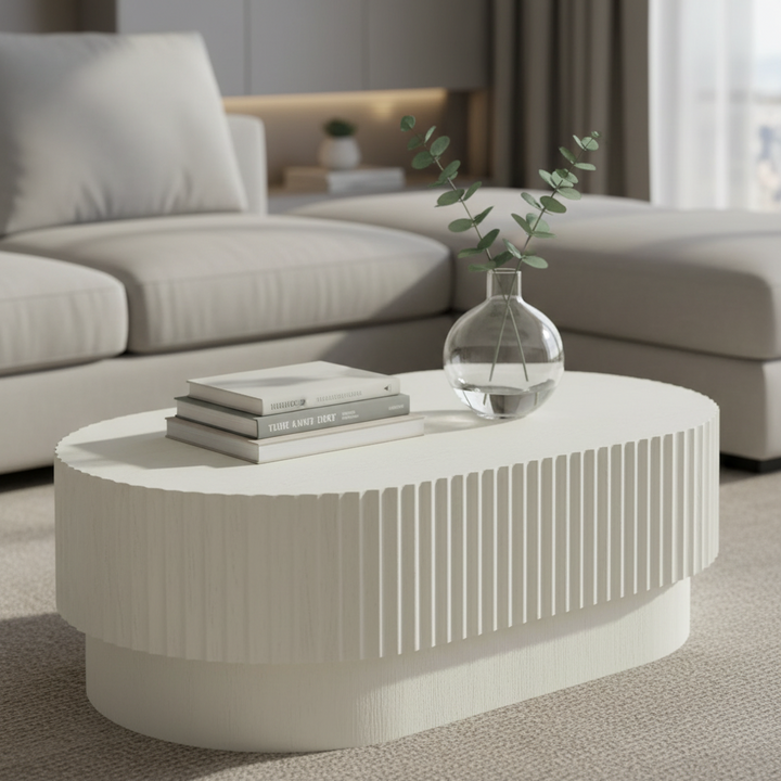 Avery Oval Coffee Table - Ivory