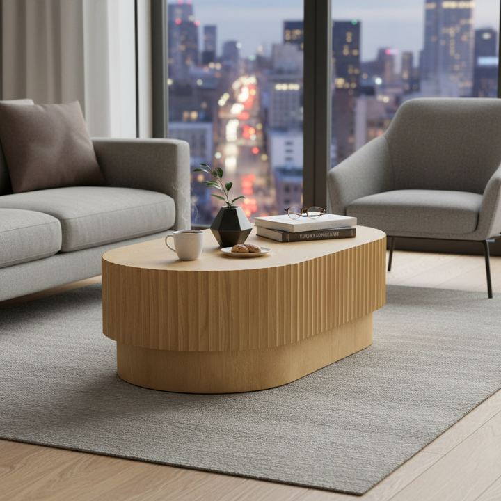 Avery Oval Coffee Table - Natural Oak