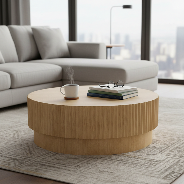 Avery Round Coffee Table - Natural Oak