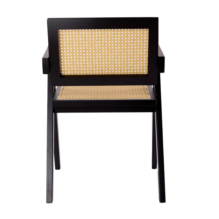 Avignon Solid Timber Rattan Dining Chairs (Set of 2) - Black