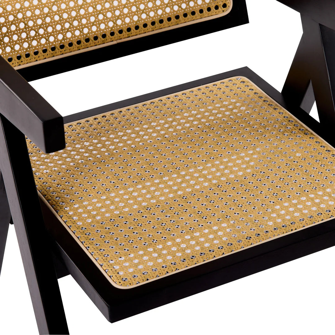 Avignon Solid Timber Rattan Dining Chairs (Set of 2) - Black