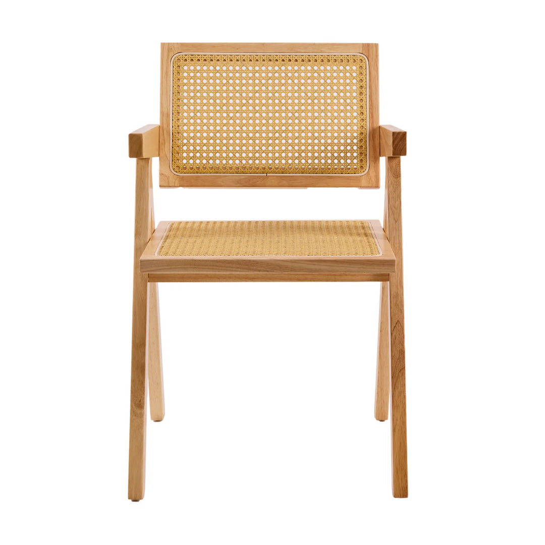 Avignon Solid Timber Rattan Dining Chairs (Set of 2) - Natural