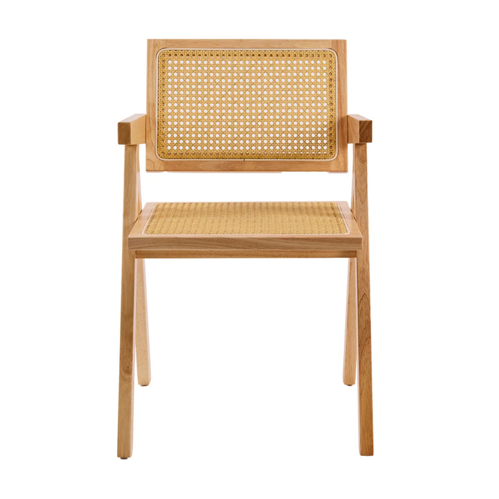 Avignon Solid Timber Rattan Dining Chairs (Set of 2) - Natural