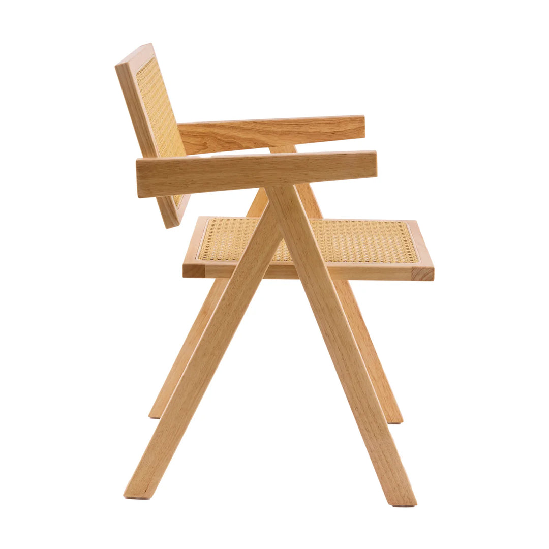 Avignon Solid Timber Rattan Dining Chairs (Set of 2) - Natural