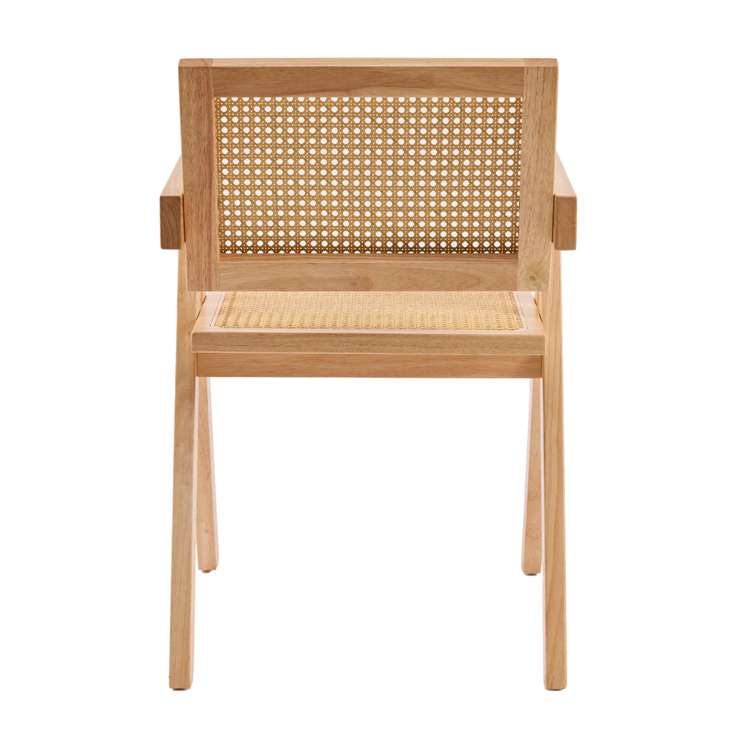 Avignon Solid Timber Rattan Dining Chairs (Set of 2) - Natural