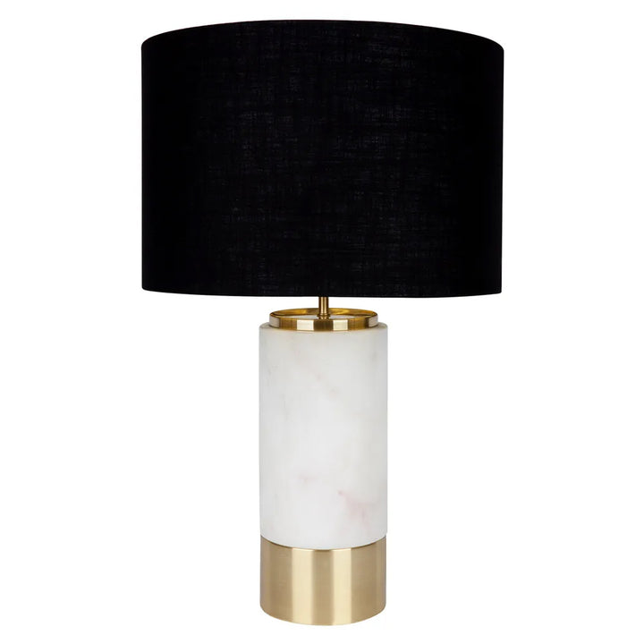 Paola Marble Table Lamp - White with Black Shade