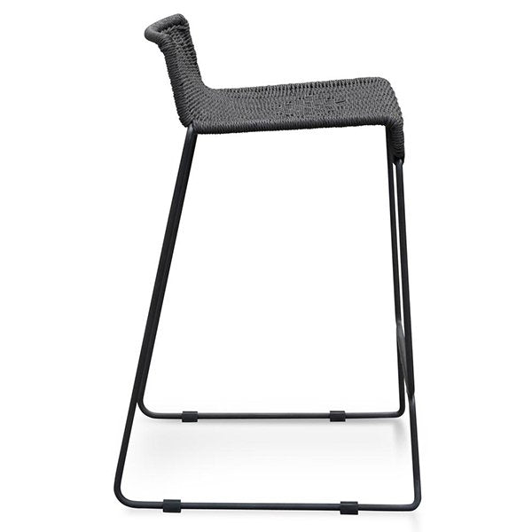 Bailey 65cm Rattan Cord Seat Bar Stool - Black