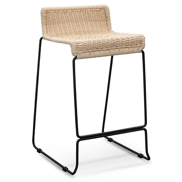 Bailey Bar Stool - Natural Cord Seat - Black Frame