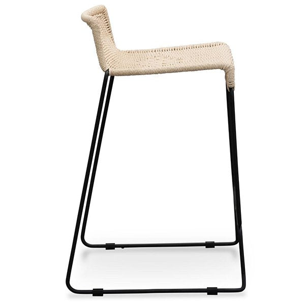 Bailey Bar Stool - Natural Cord Seat - Black Frame