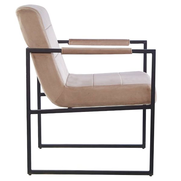 Spix Velvet Fabric & Metal Dining Armchair - Beige