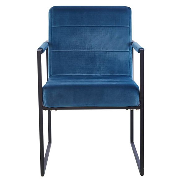 Spix Velvet Fabric & Metal Dining Armchair - Blue