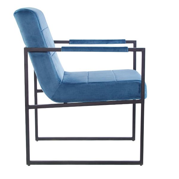 Spix Velvet Fabric & Metal Dining Armchair - Blue