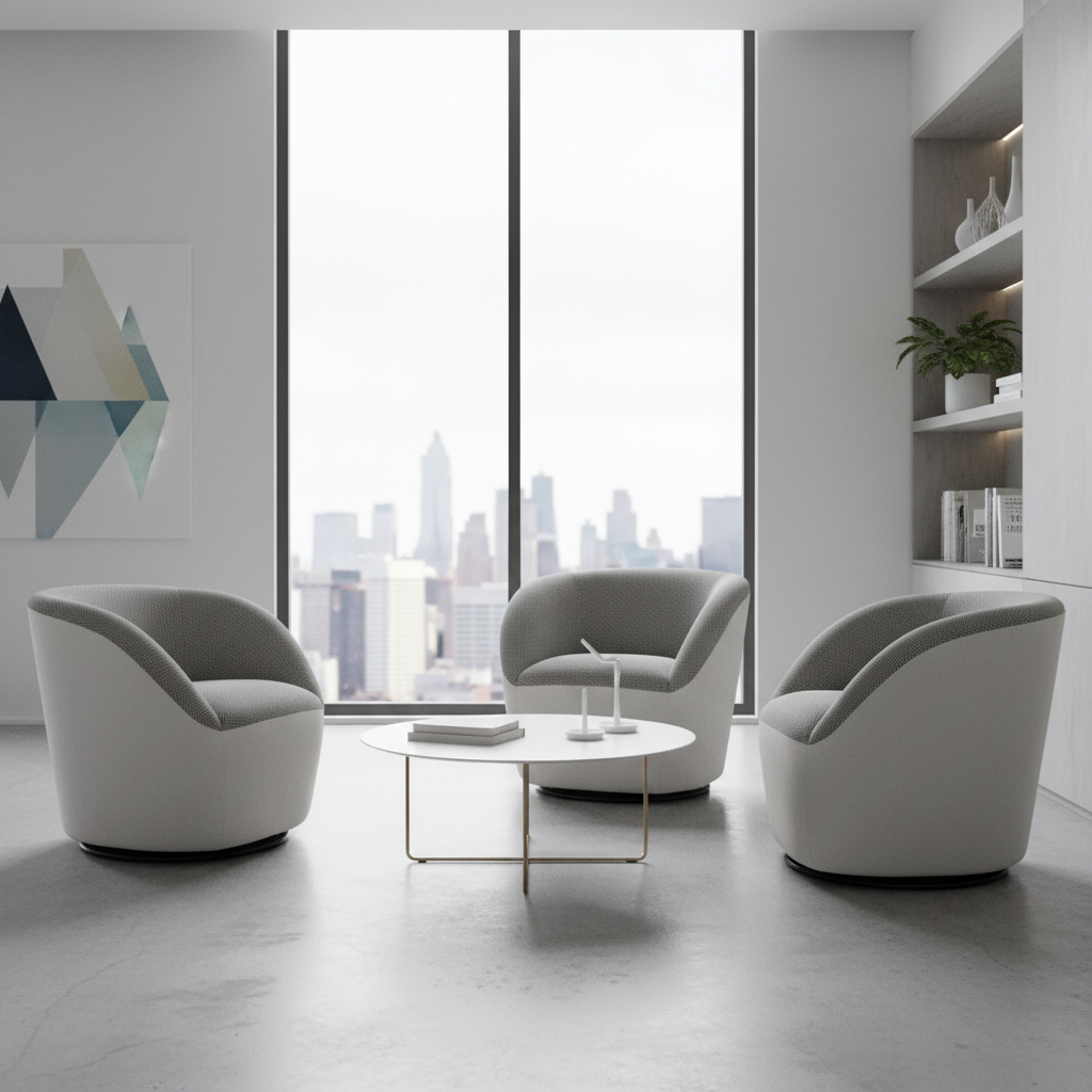 Baris Upholstered Swivel Chair - Grey