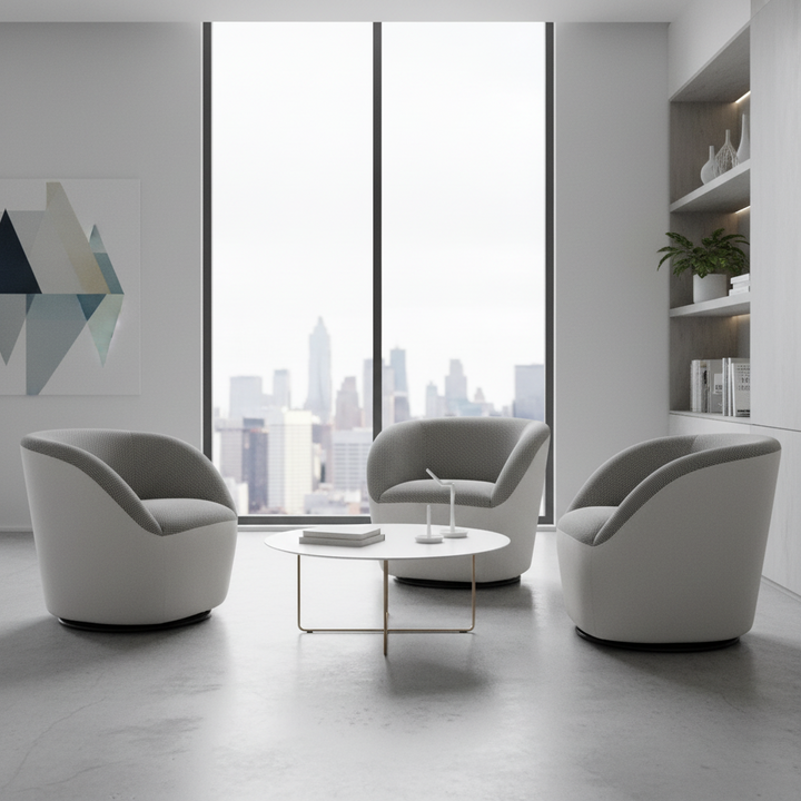 Baris Upholstered Swivel Chair - Grey