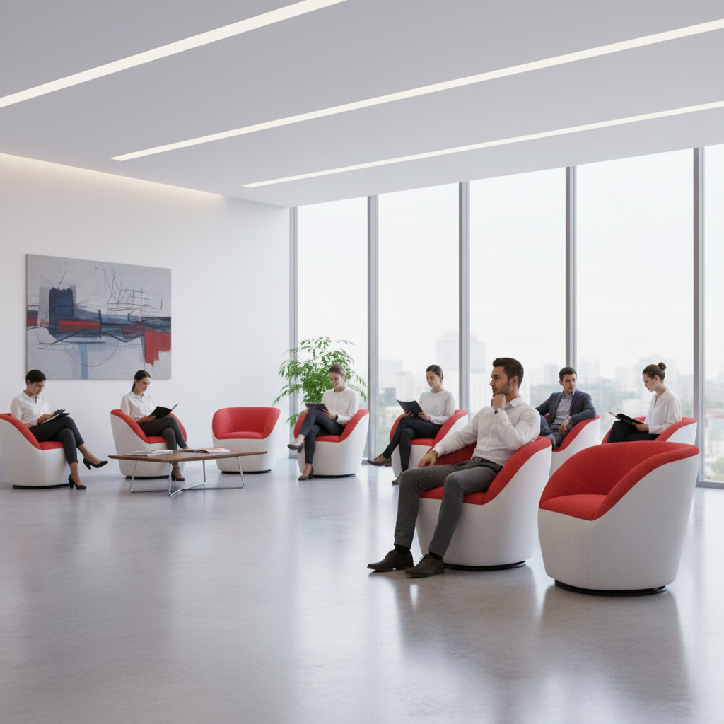 Baris Upholstered Swivel Chair - Red