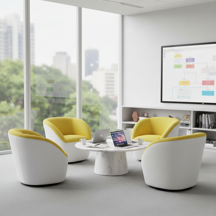 Baris Upholstered Swivel Chair - Yellow