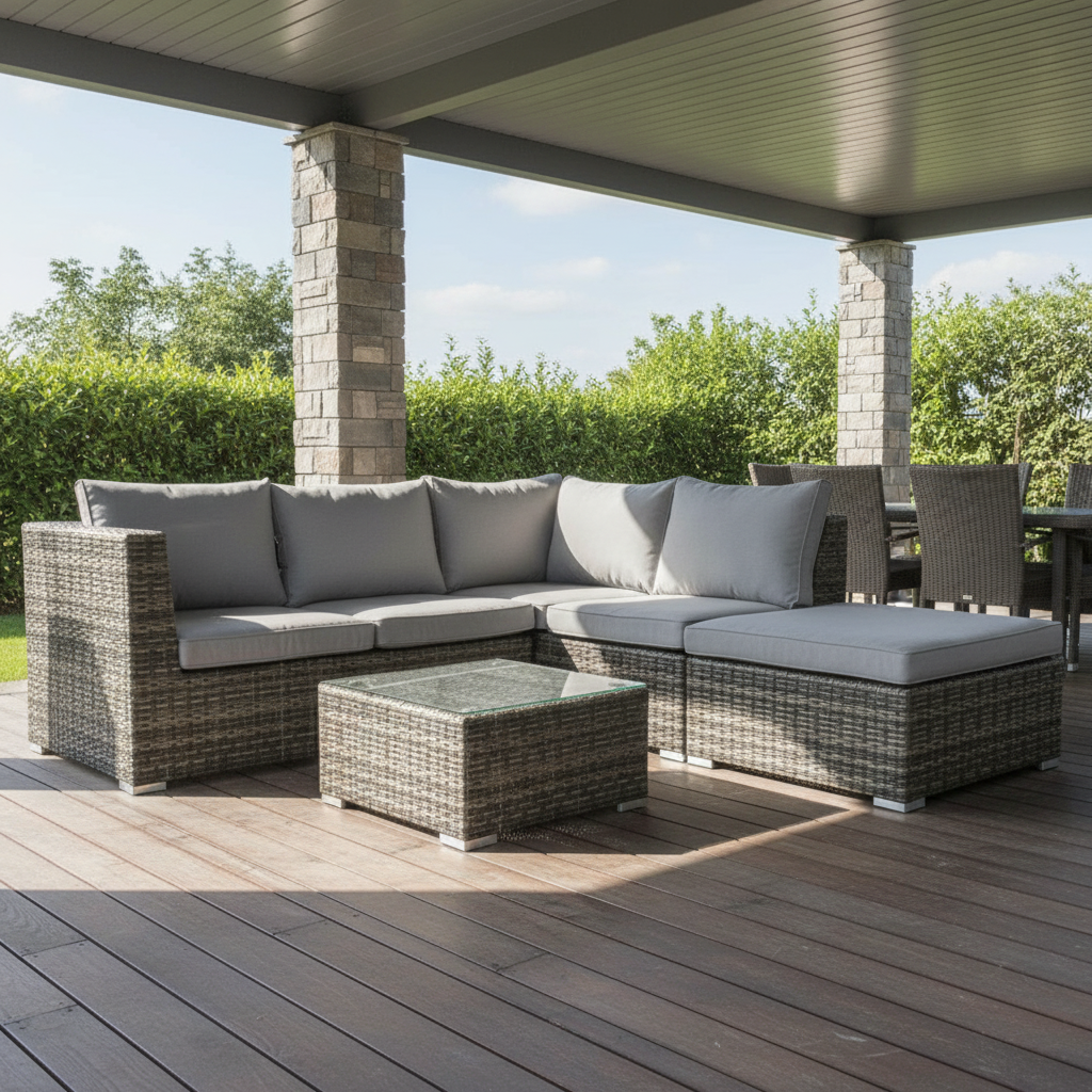 Beaumonte 4 Piece Wicker Outdoor Modular Corner Lounge Set