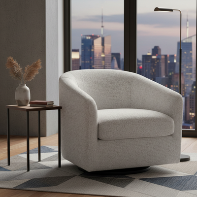 Bellevue Swivel Arm Chair - Salt & Pepper