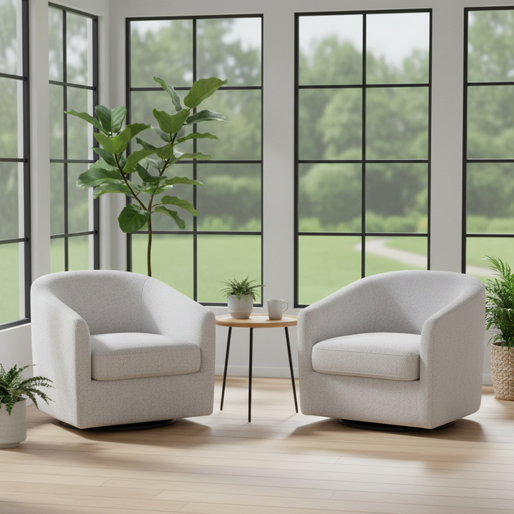 Bellevue Swivel Arm Chair - Salt & Pepper