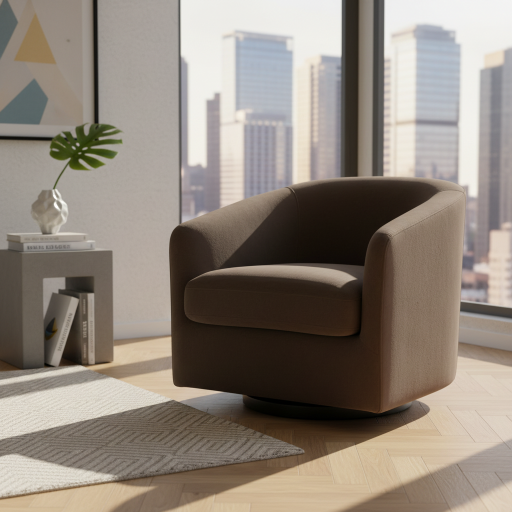Bellevue Swivel Arm Chair - Slate Grey Velvet