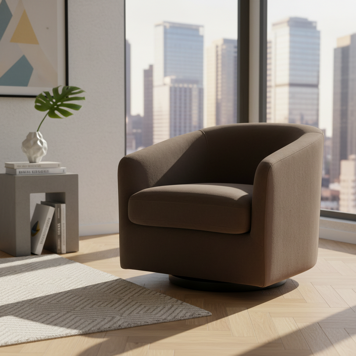 Bellevue Swivel Arm Chair - Slate Grey Velvet