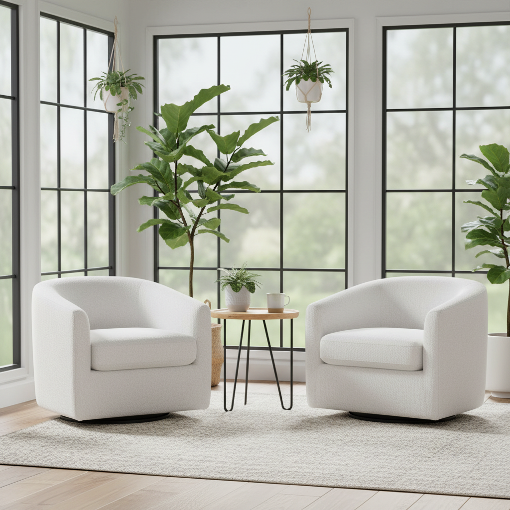 Bellevue Swivel Armchair - Ecru