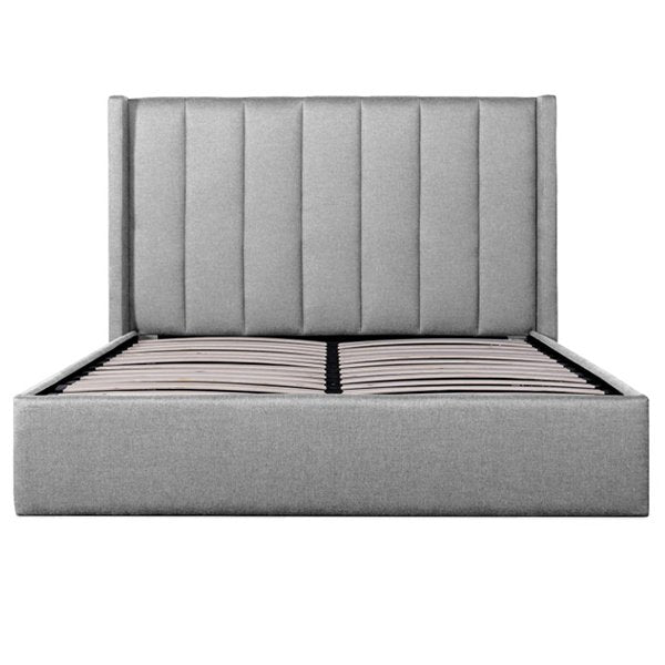 Betsy Fabric King Bed Frame - Pearl Grey with Storage