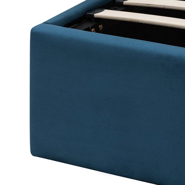 Betsy Queen Bed Frame - Teal Navy Velvet with Storage
