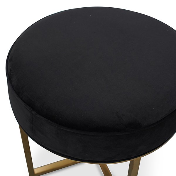 Bianka Black Velvet Ottoman - Brushed Gold Base