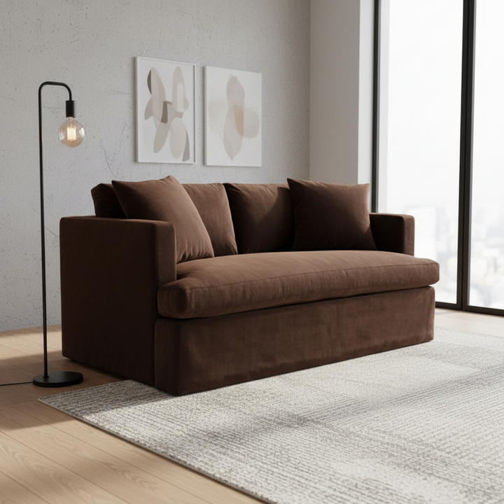 Birkshire 2 Seater Slip Cover Sofa - Dark Chocolate Velvet