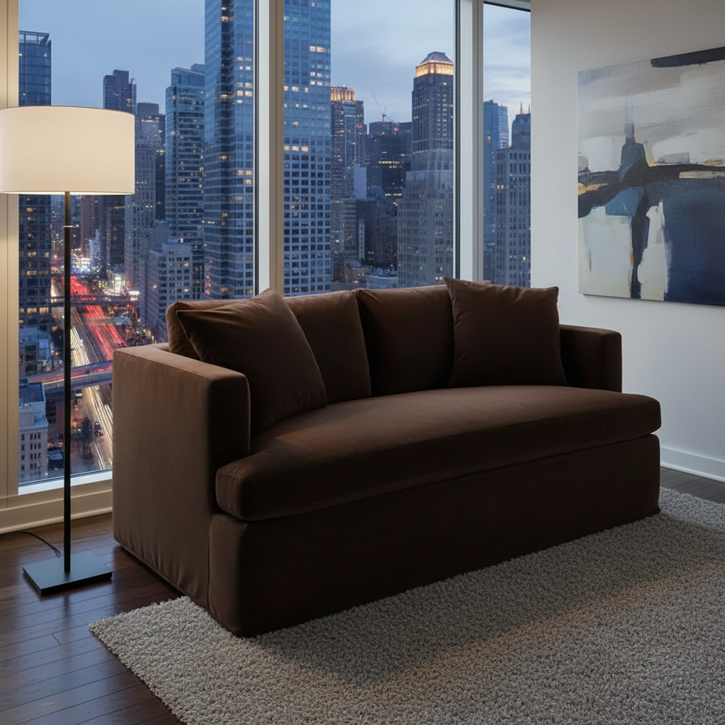 Birkshire 2 Seater Slip Cover Sofa - Dark Chocolate Velvet