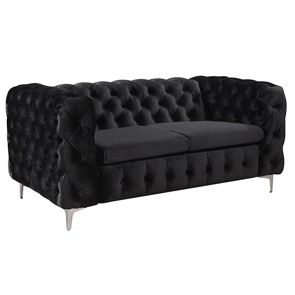 Black Eddard 2 Seater Velvet Sofa