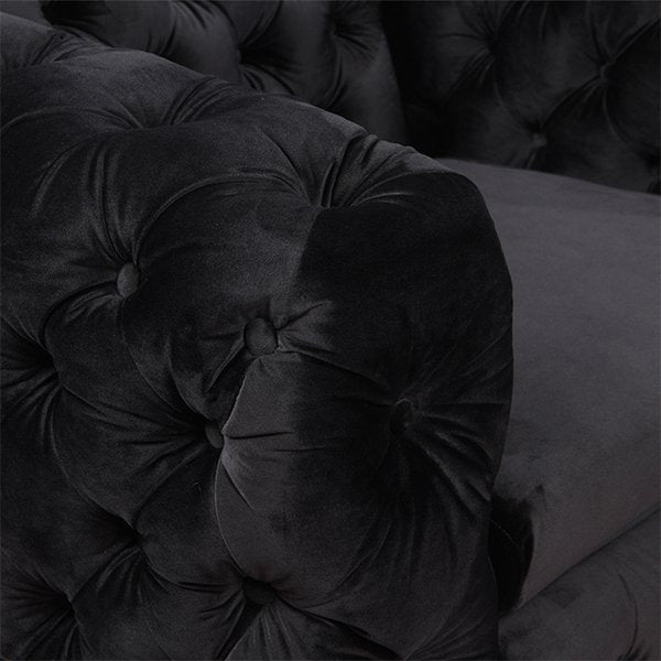 Black Eddard 2 Seater Velvet Sofa