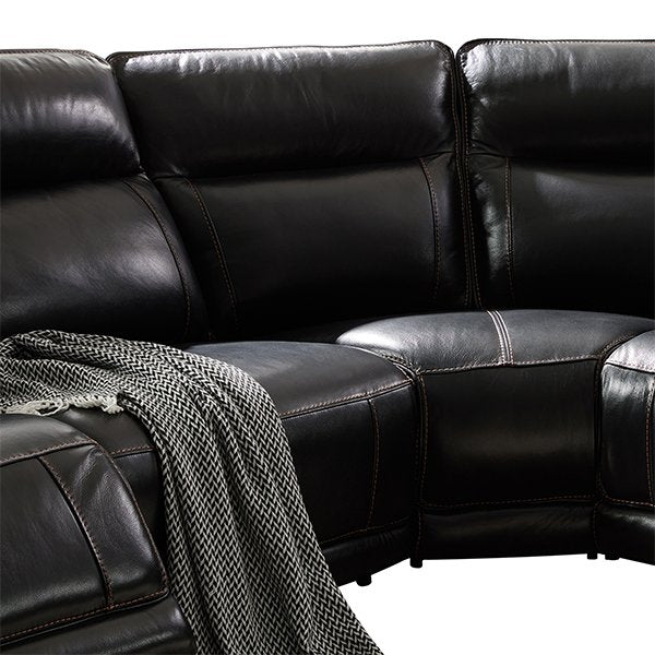 Black Pericles 6 Seater Leather Sofa