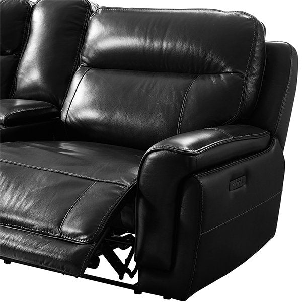 Black Pericles 6 Seater Leather Sofa