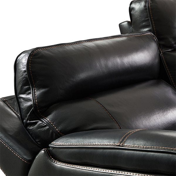 Black Pericles 6 Seater Leather Sofa