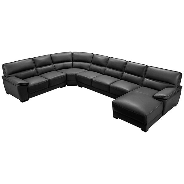 Black Venus 7 Seater Faux Leather Sofa