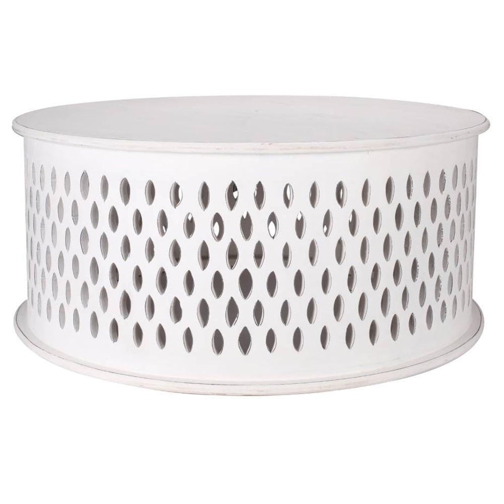 Bongo Round Coffee Table - Distressed White