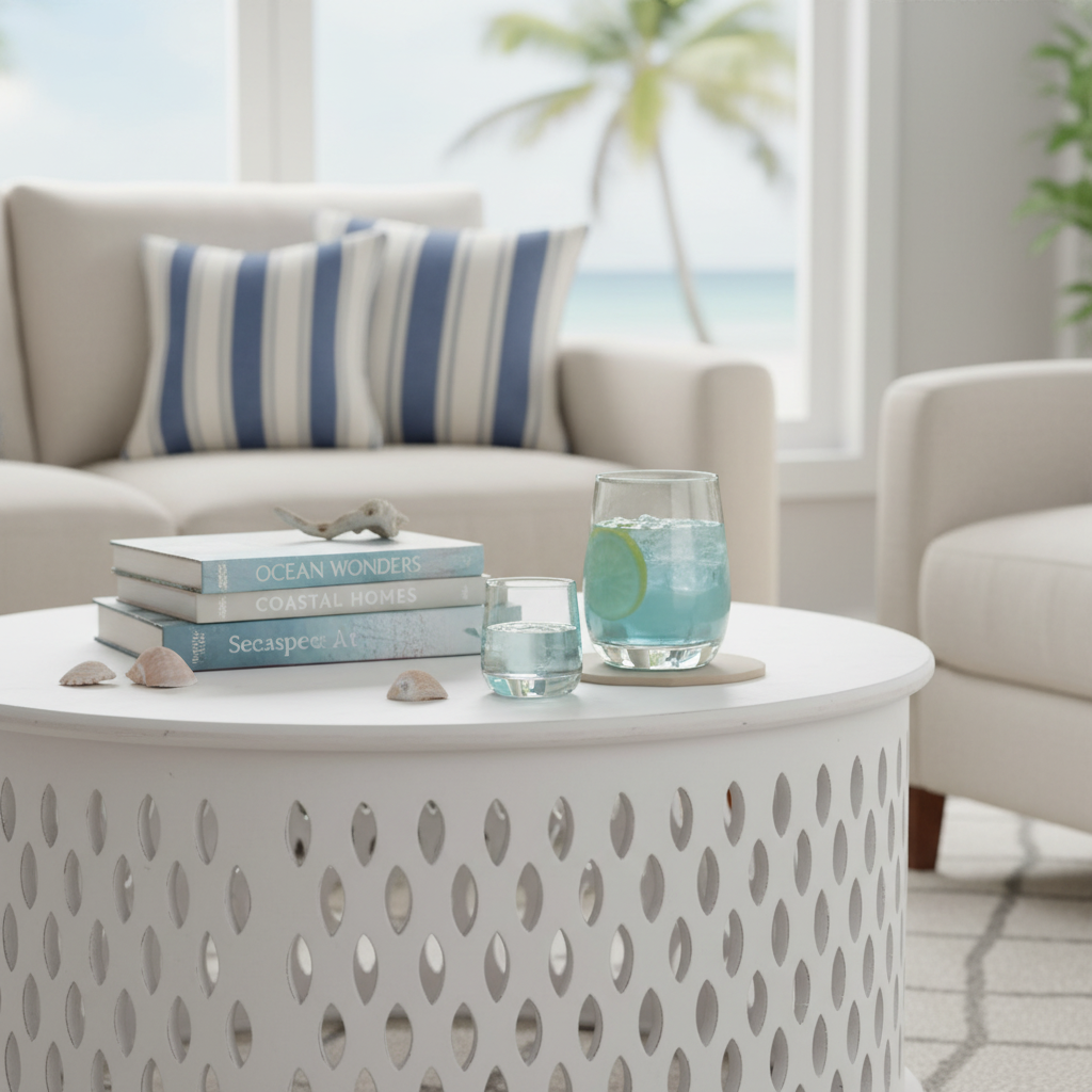 Bongo Round Coffee Table - Distressed White
