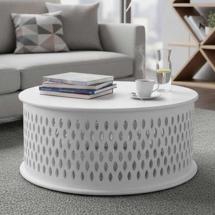 Bongo Round Coffee Table - Distressed White