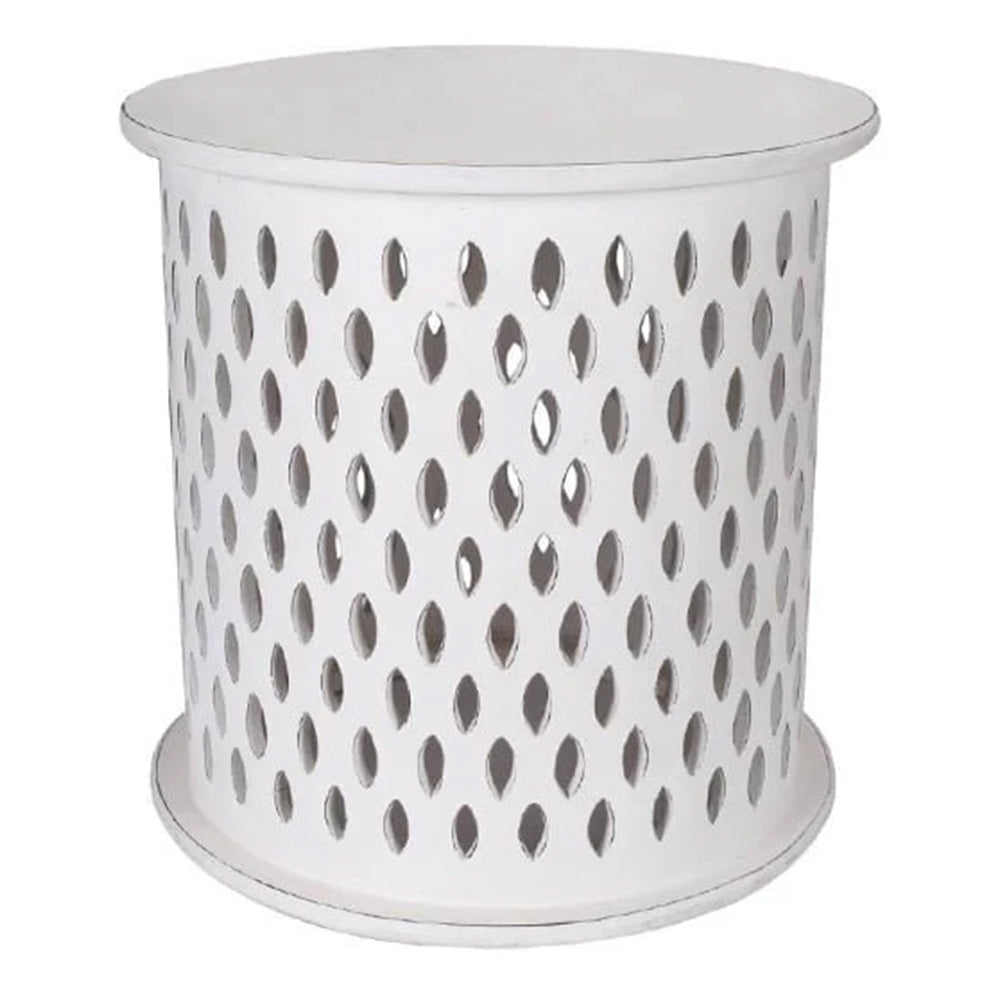 Bongo Round Side Table - Distressed White